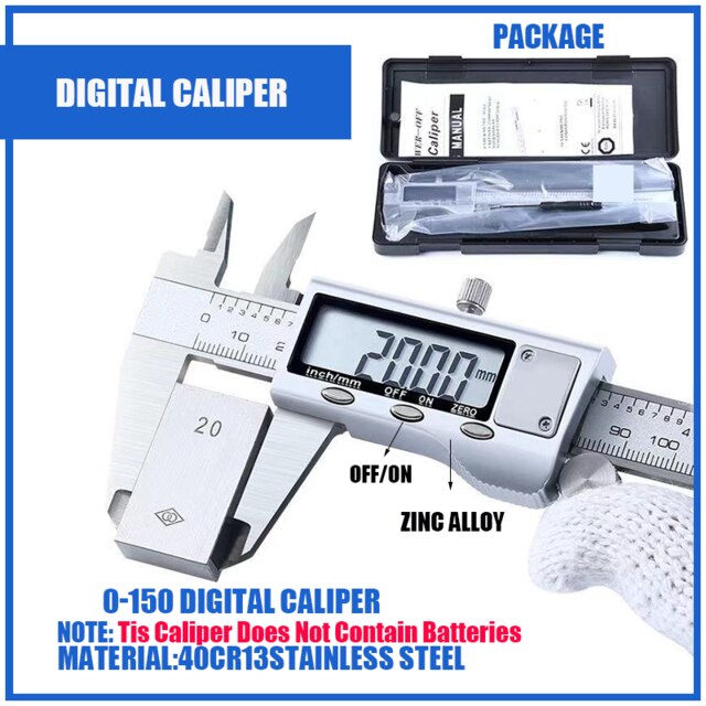 Digital Metal Caliper Electronic Vernier Caliper tool Micrometer Ruler Measuring Tools ABS Plastic Shell 0-150mm Calipers: household caliper