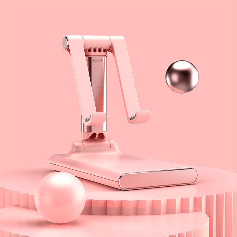 Pinzheng tragbarer universal-tablet-halter für ipad pro 11 und 12.9 , faltbarer, verstellbarer tablet-ständer für iphone und xiaomi-handys: Rosa