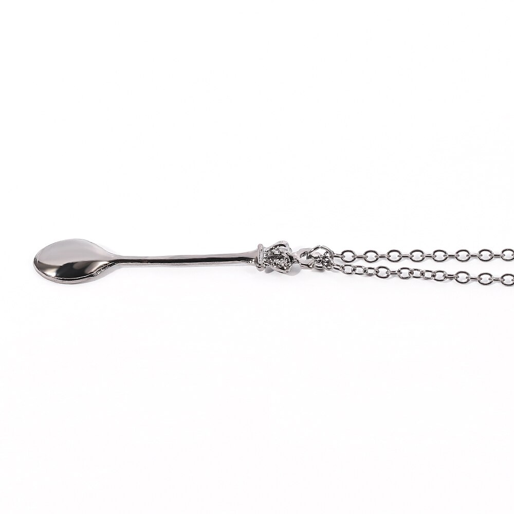 Goud Rose Goud Zwart Zilver Kleur Tone Snuff Mini Thee Crown Ketting Vintage Lepel Hangers Ketting Mini Lange Link sieraden