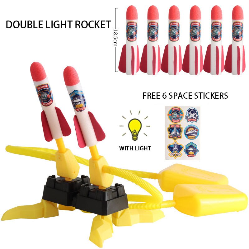 Children&#39;s Rocket Launcher Pneumatic Pedal Launch Rocket ToyOutdoor Flash Light Interactive Toy Birthday GiftChildren Sports Toy: Double light rocketB