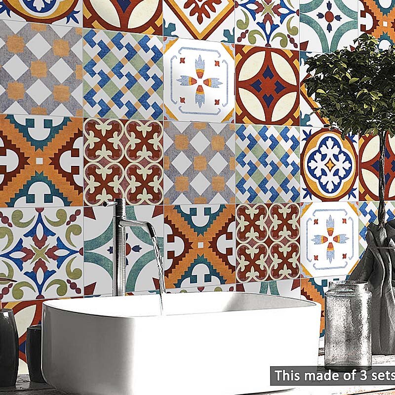 10Pcs Thuis Pvc Tegels Stickers Muursticker Retro Decor Waterdichte Keuken 15*15Cm Thuis Badkamer Keuken december