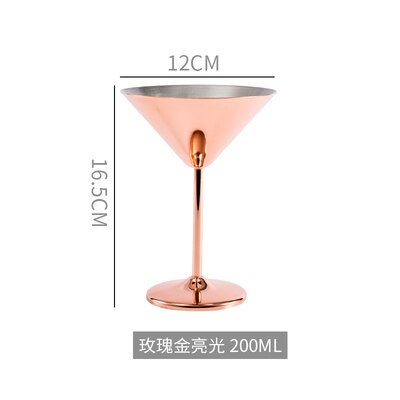Copas de cristal de lujo para cóctel, copa de Martini, taza de oro rosa y plata de acero inoxidable, vajilla para , 400ML: Rose Cocktail glass
