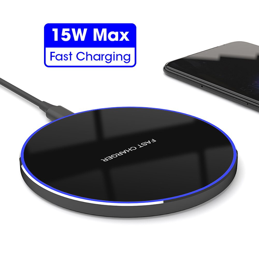15w qi hurtig trådløs oplader dock til samsung  s9 s10 plus  s10e iphone x xs max  xr 8 huawei  p30 pro super hurtig opladningsplade