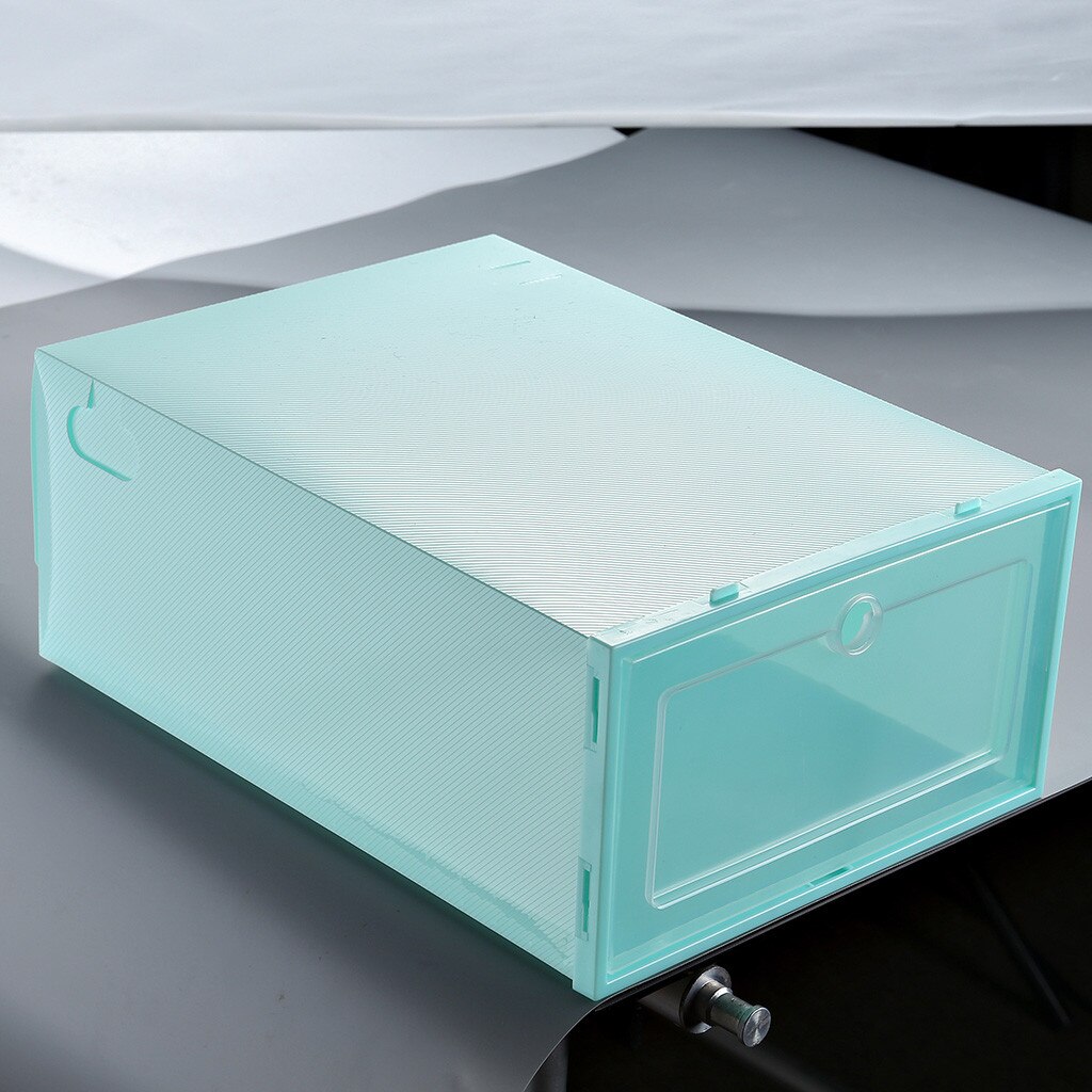 1stackable Transparent Shoe Box Dustproof Storage Box Can Be Superimposed Combination Shoe Cabinet Clamshell Shoe Organizer#P30: Green S