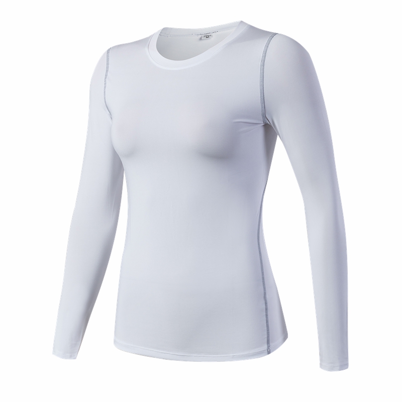 Camiseta deportiva de Fitness de capa Base de secado rápido para mujer, Top de manga larga para gimnasio, camiseta para correr para mujer, ropa de entrenamiento de tren, camisa de Yoga blanca