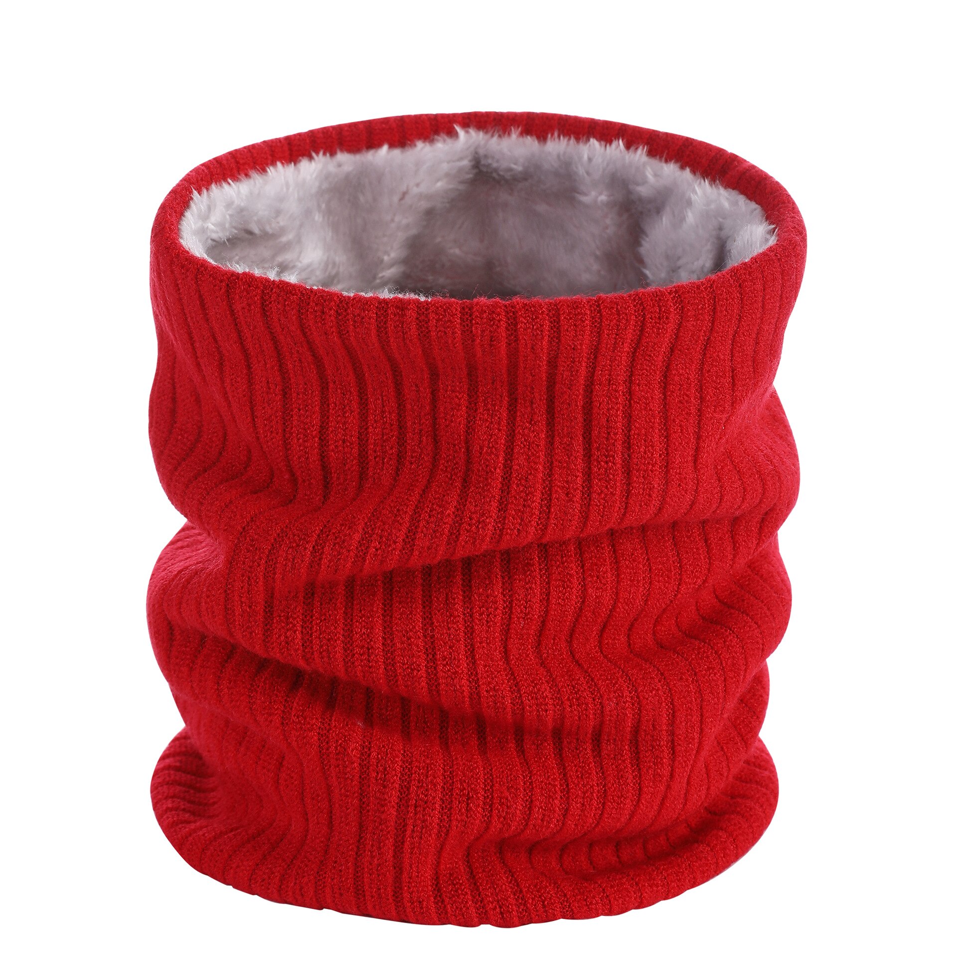Winter Knitted Plush Thick Neck Scarf Women Men Cashmer-Like Collar Warm Rings Scarves Outdoor Sport Men Collar Infinity Snood: Red
