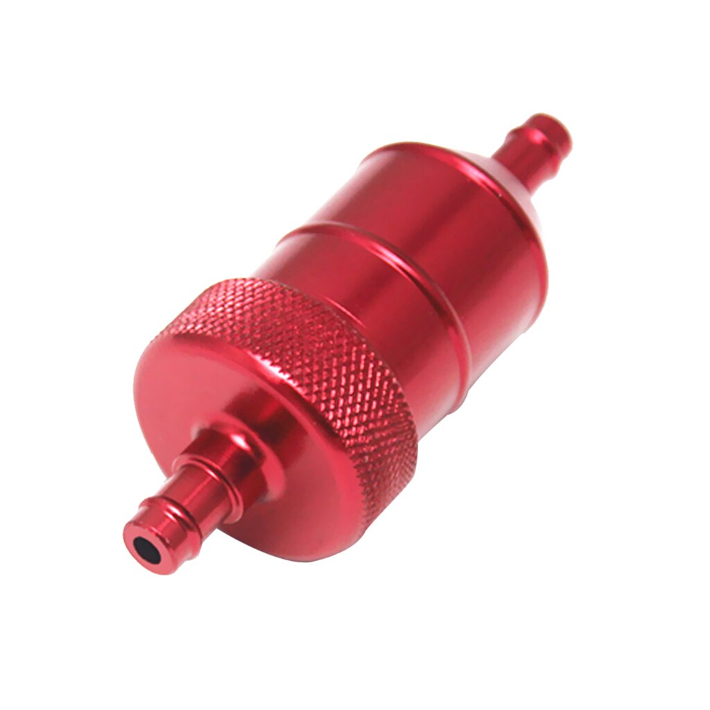 8mm 5/16'' Universal Chrome Aluminum Fuel Filter Car Petrol Diesel Inline aluminum inline fuel filter: Red
