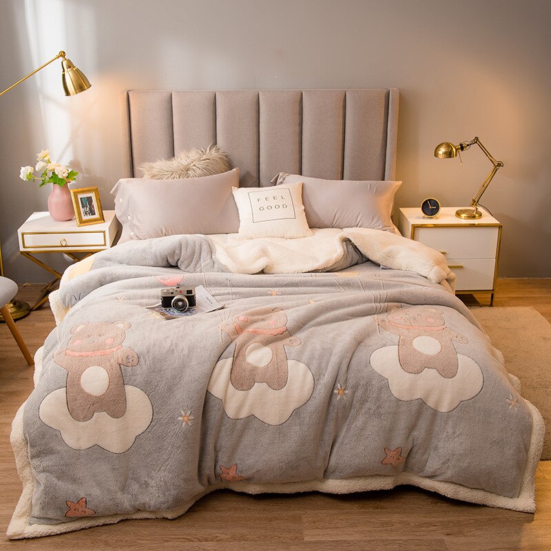 Super Warme Decke Luxus Dicke Decken Für Betten Vlies Decken und Wirft Winter Erwachsene Bett Abdeckung: Stil C / 180x200cm