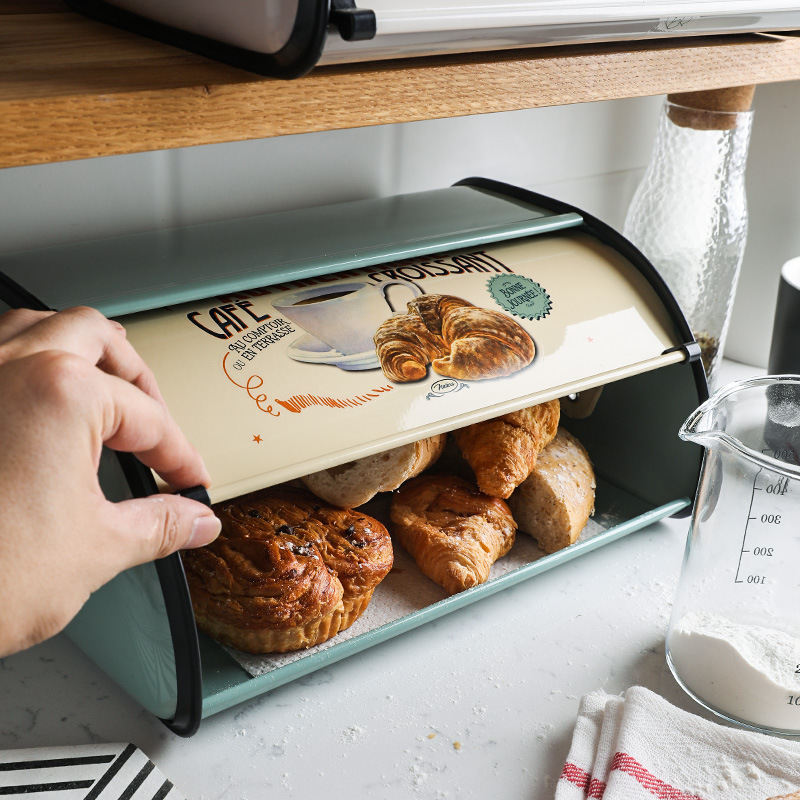 Brotkasten aus Metall mit Deckel, Behälter für die Küche, Aufbewahrungsbehälter für die Küche zu Hause, mit Rolldeckel, Lebensmittelbehälter, Heimküchen-Organizer