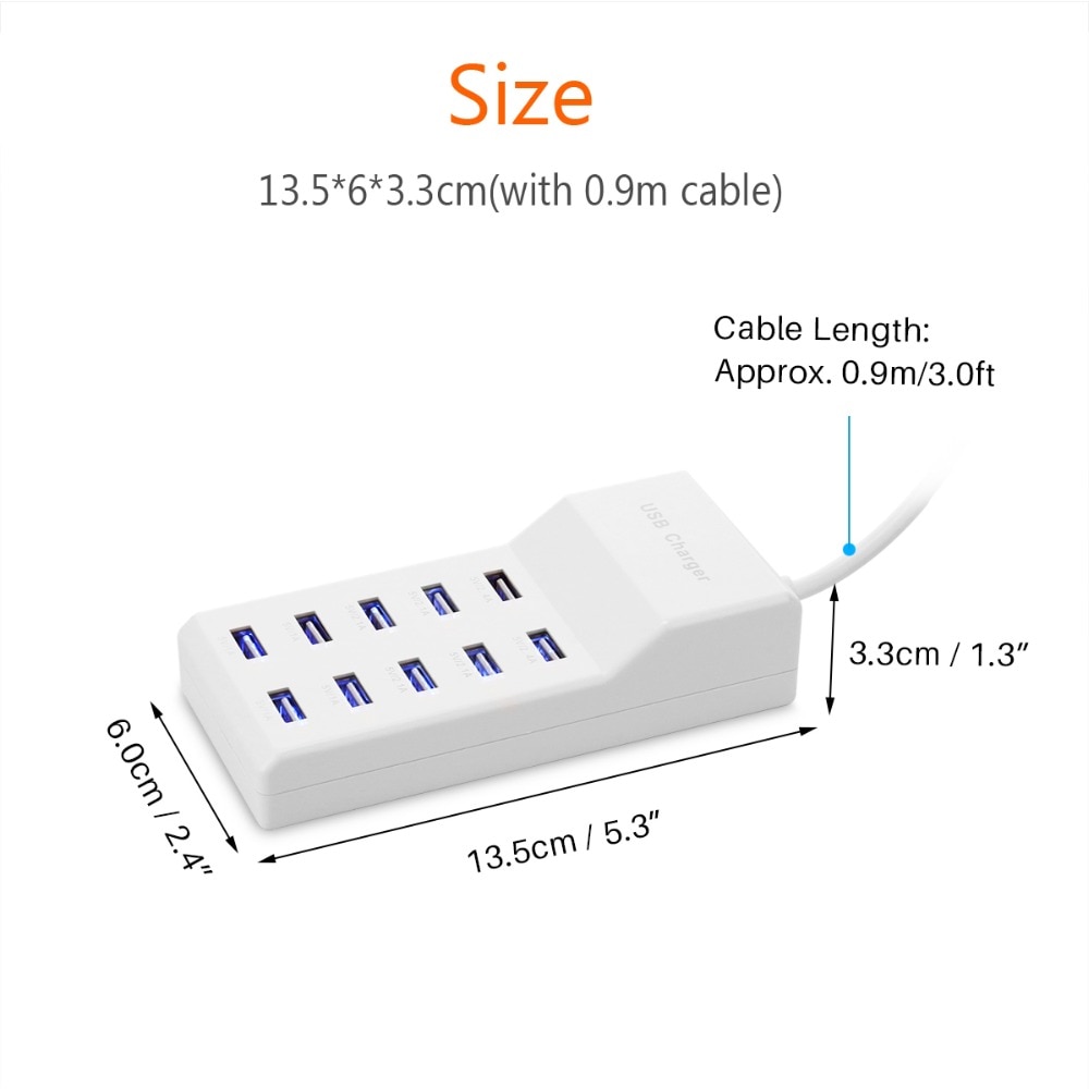 10 usb carregador de estação divisor 60w carregador do telefone móvel hub inteligente ic carga universal para iphone ipad samsung mp3 tablet etc