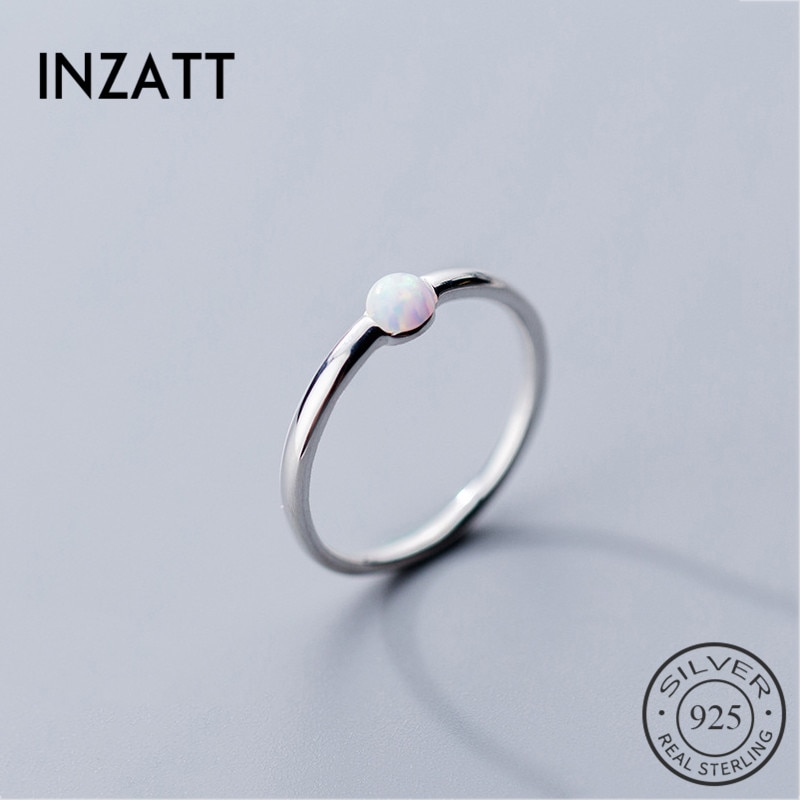 INZATT véritable 100% 925 en argent Sterling minimaliste géométrique anneau rond pour les femmes fête opale pierre bijoux accessoires