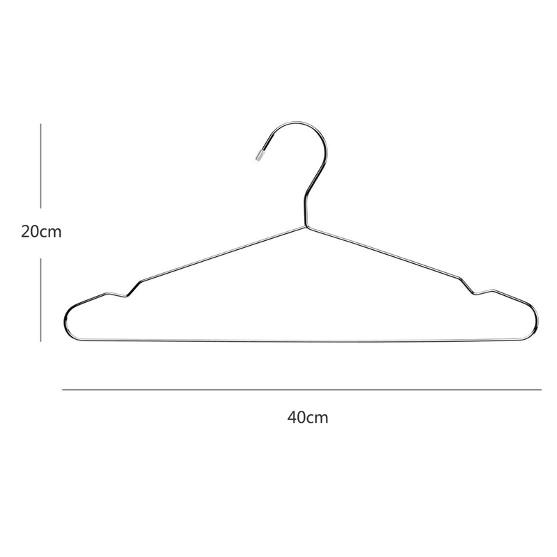 Perchas de 20 piezas de acero inoxidable para ropa, gancho para ahorrar espacio, estándar, 40 cm