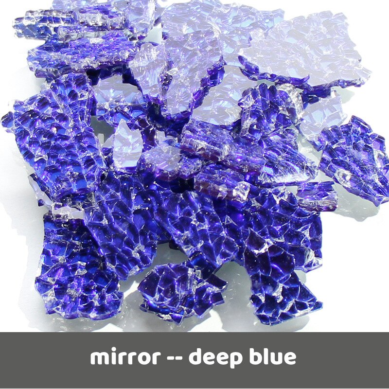 600g/21.16oz fragmentos de vidro translúcido mosaico telhas mulit cor espelho quebrado peças de vidro telha diy artesanato crack material: mirror deep blue