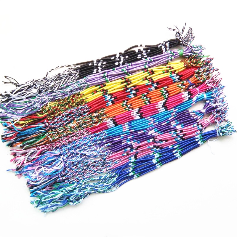 ABL303 (10), mince brésilien pas cher coloré arc-en-ciel à la main fil tissé tressé corde corde brin amitié Bracelet