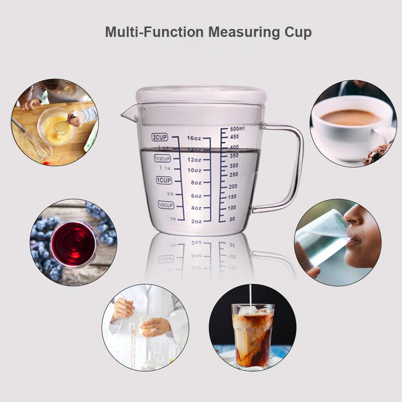 High Borosilicate Heat-resistant Glass Measuring Cup Children's Milk Cup With Scale Microwave Transparent Scale Cup With Lid