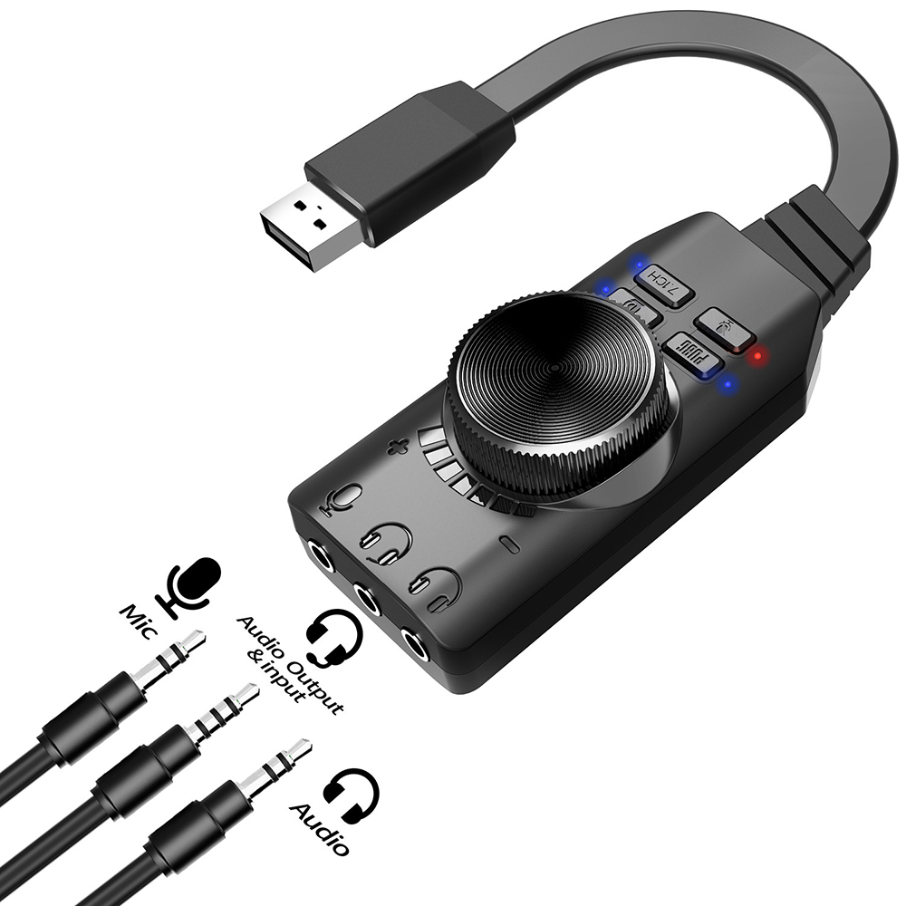 USB7.1 Sound Card Laptop Computer Game Analog 7.1 Audio Channel Output Audio Amplication Module Earphone Microphone Plug Adapter