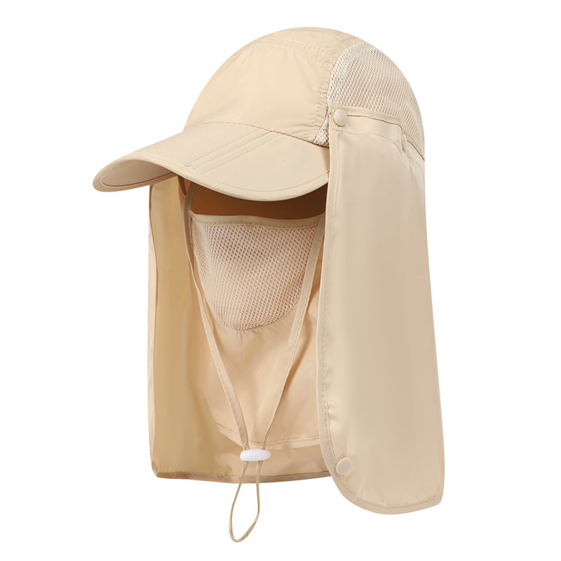 Gorros con solapa de nailon de secado rápido para exteriores, con correa para la barbilla, protección UV de 360 grados, mascarilla facial plegable empaquetable: K