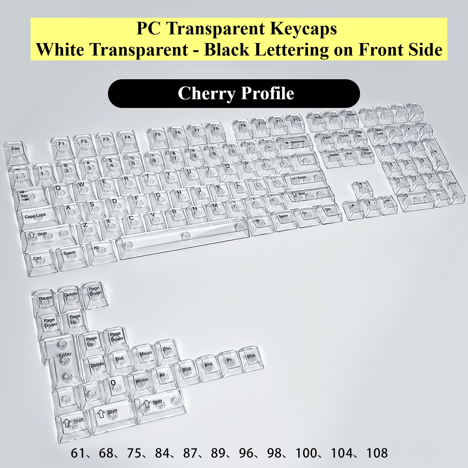 Fully Transparent Ice Cube Keycaps PC Transparent Cherry Profile Keycaps for Gaming Mechanical Keyboard Key Caps Custom Keyboard: Beige