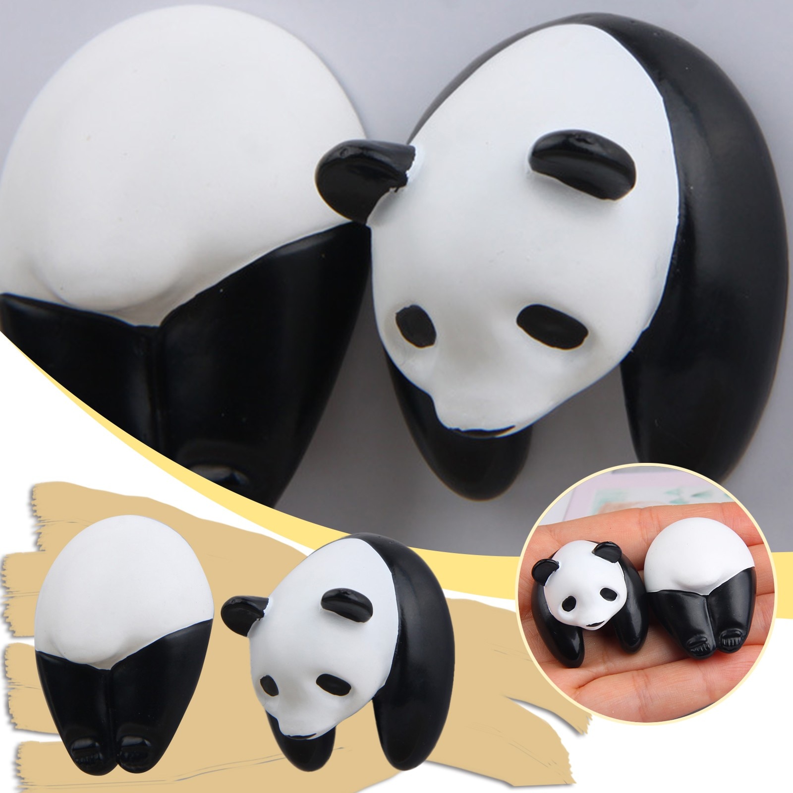 2 Pc Mooie Panda Buste Drie-Dimensionale Magneet Sticker Koelkast Sticker Synthetische Hars Sleutelhouder Home Decor