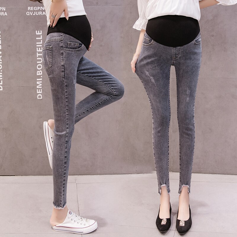 Jean slim pour femme enceinte et femme | En coton, à ourlet irrégulier, pantalon de bureau,