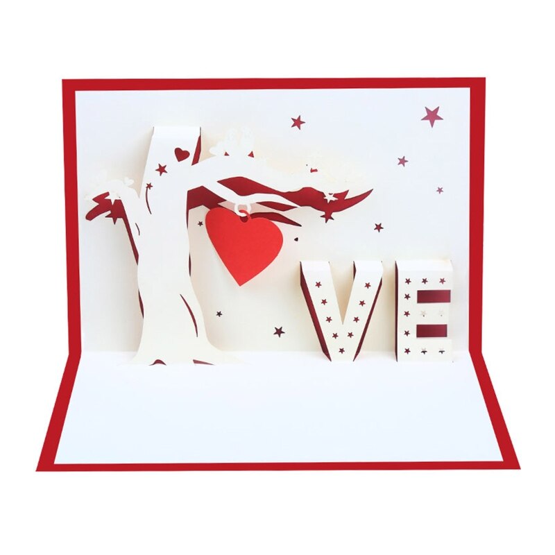 3D karty kirigami księżyc miłość walentynki karta rocznica urodziny prezenty pocztówka zaproszenia ślubne kartki z życzeniami