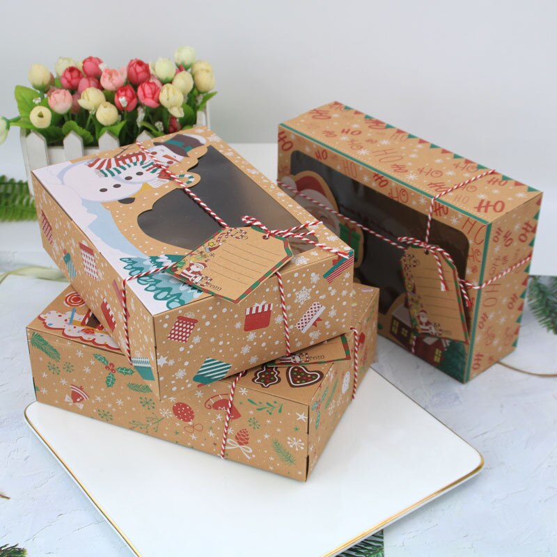 Chocolate Candy Cookie Boxes Christmas Wedding Party Kraft Paper Favor Cupcake Packaging Boxes Boxes Party Supplies