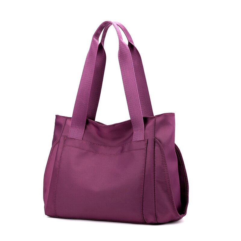 Bolsa de ombro feminina ao ar livre portátil bolsa de viagem feminina grande capacidade saco de senhoras tote de náilon sacola de compras bolsas: ROXO