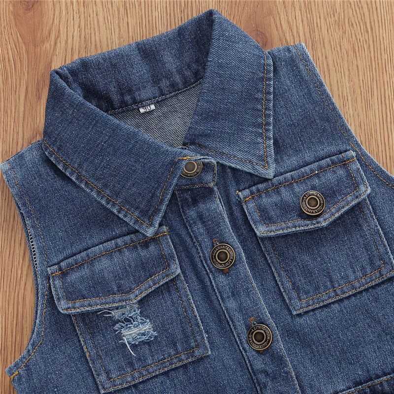Del bambino Della Ragazza della Lettera di Modo Stampato Denim Salopette Corta Tuta con la Cinghia 2-7Y Capretti Estate Dei Bambini Casual Senza Maniche Etero Tute E Salopette
