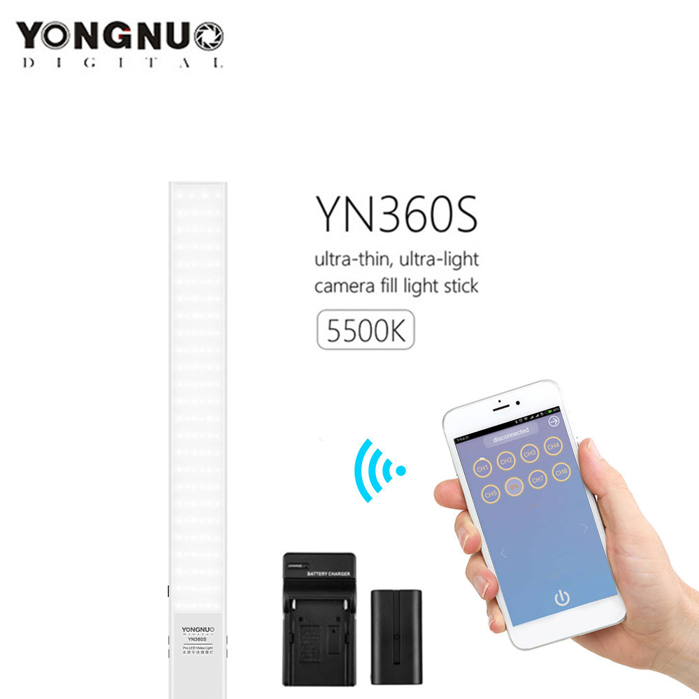 YONGNUO YN360S Handheld Eis Stick LED Video Licht 5500 K Studio Fotografie Lampe Telefon App Control Für Foto Mit F550 batterie