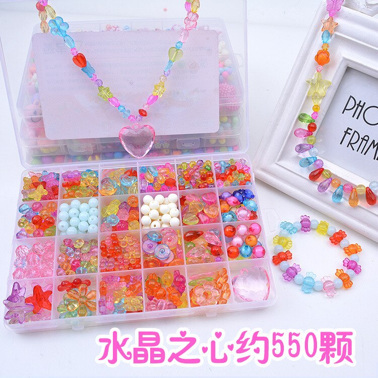Lage puslespill perler for jenter sett armbånd jenteleker for 3 5 7 9 11 gjør-det-selv-perler leker for barn 24 rutenett håndlagde småbarn: G