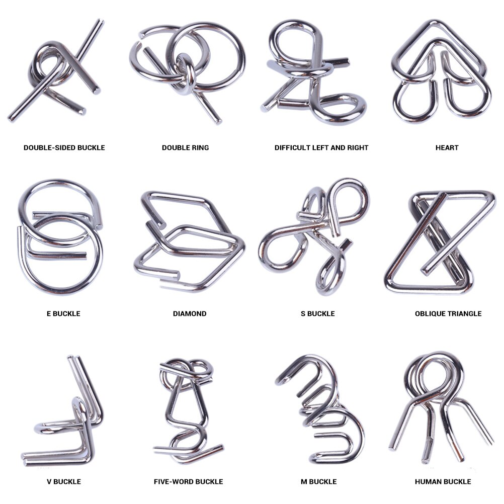 IQ test mente gioco giocattoli rompicapo filo metallico puzzle ferro collegamento sblocca gioco di interblocco anello cinese trucco magico giocattolo regalo di natale #30