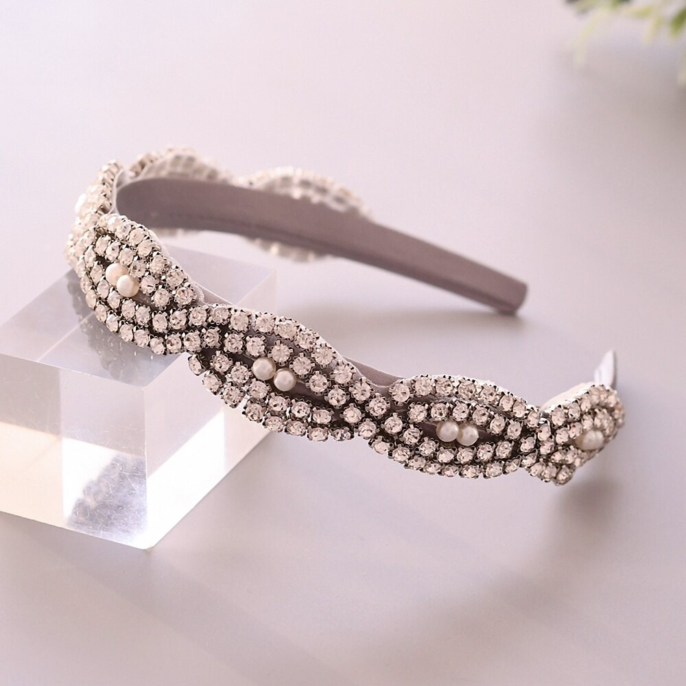 Topqueen bruiloft barokke hoofdband met strass steentjes bruidstiara hoofddeksels zilveren hoofdband met strass steentjes bruiloft haarsieraden  s293- fg: Grijs