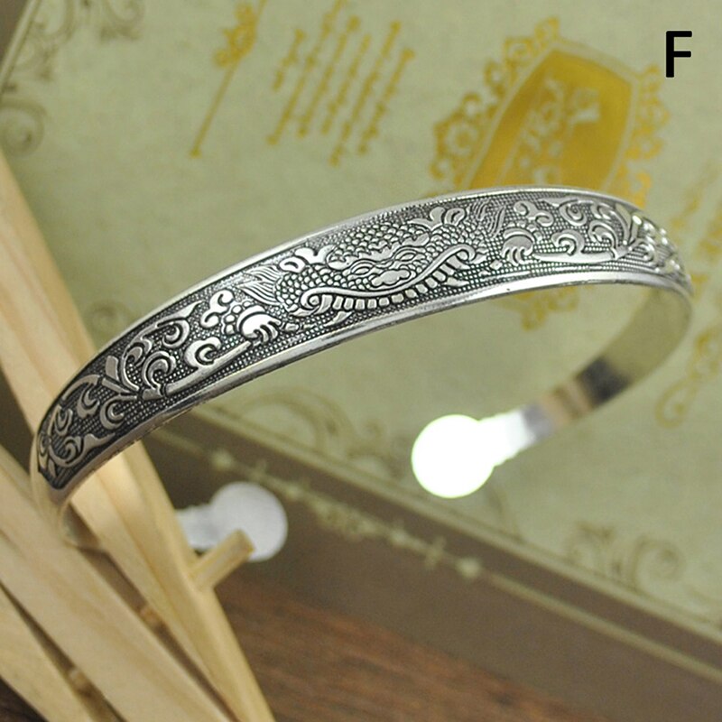 Pulseras de plata tibetanas clásicas para mujer, joyería de plata tibetana, 9 estilos: F