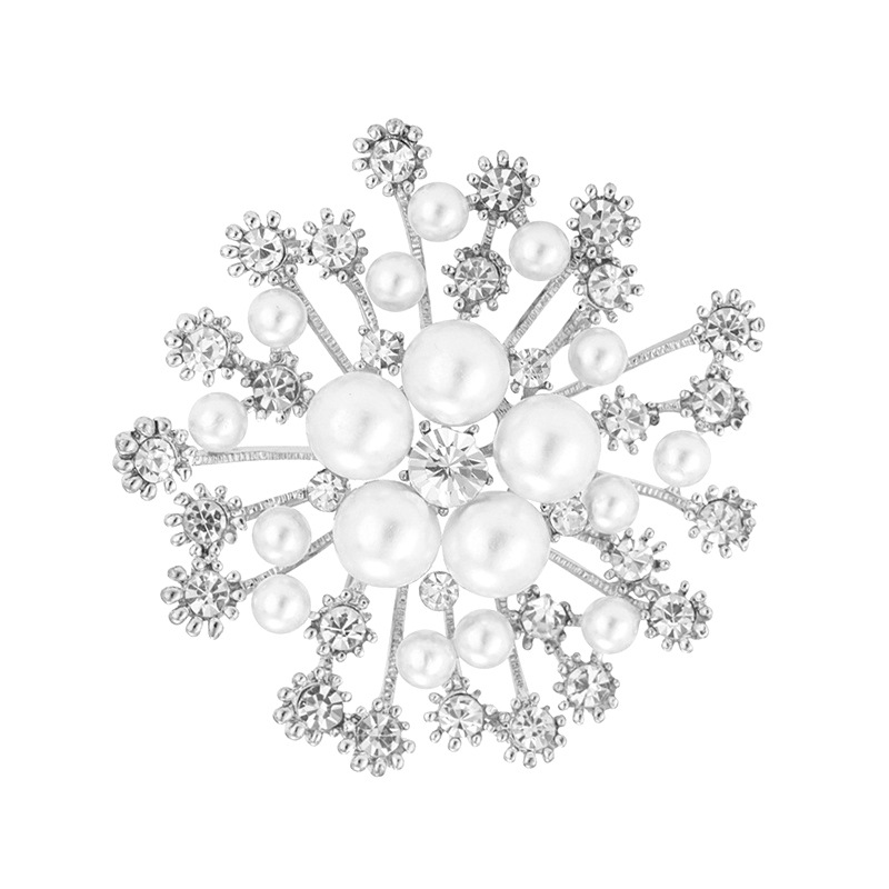 Luckydays spilla scintillante fiocco di neve invernale giallo oro rosa argento colore verde zircone spilla perla per gioielli da donna: style 5