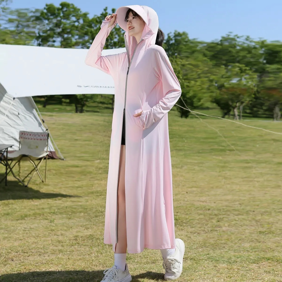 have Lens Sun Protection Clothing Womens Long Summer Full Body Anti UV Ice Silk Breathable Thin Loose Long Sleeved Jacket Pink: Brown