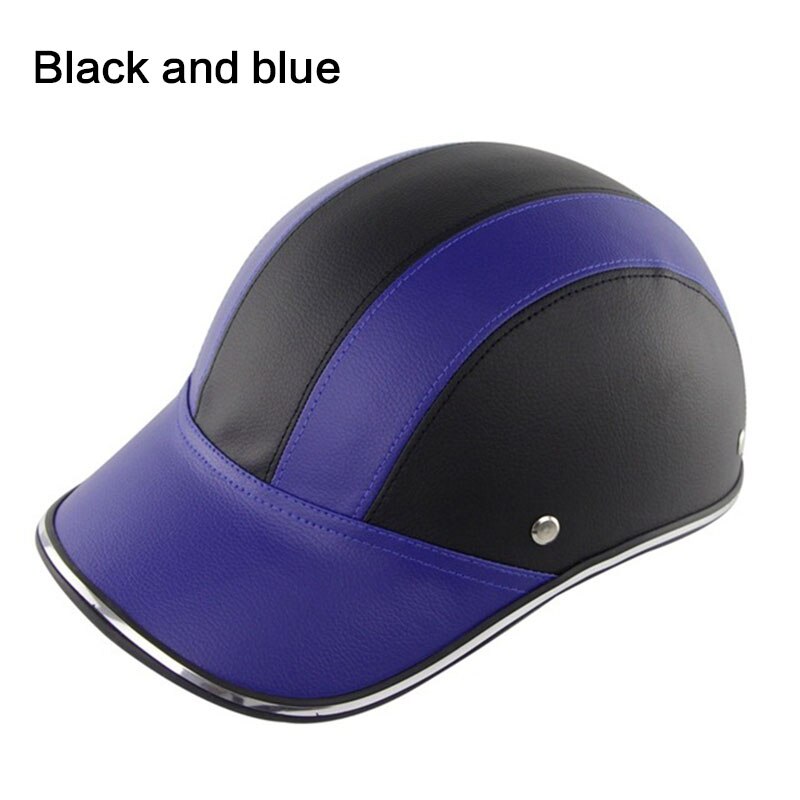 Verstelbare Fiets Fietsen Helm Baseball Cap Lederen Anti Uv Veiligheid Fiets Helm Mannen Vrouwen Racefiets Helm Voor Mtb Schaatsen: Black blue