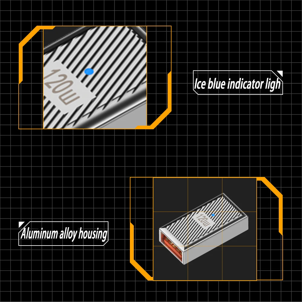 Type-C to USB A 3.1 10Gbps OTG Converter USB C Male Female 90 Degree Right Angle U Shape Adapter Support 6A 120W Power Charging