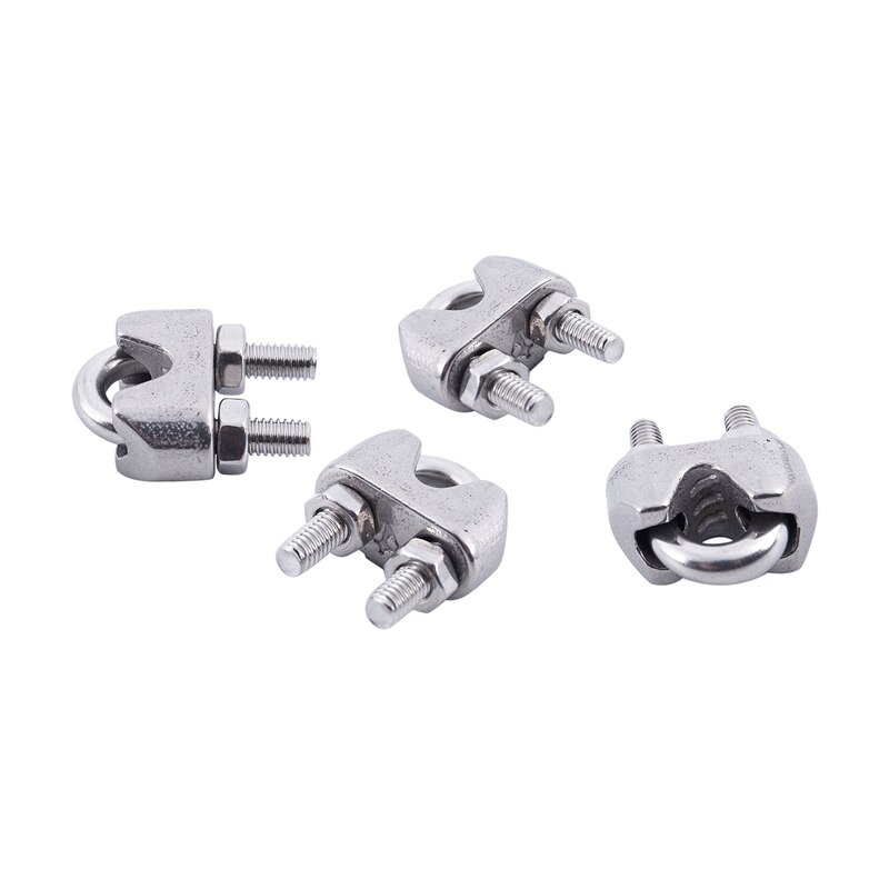 4pcs Stainless Steel Cable Clip Saddle Clamp for 5/32 inch 4mm Wire Ropes