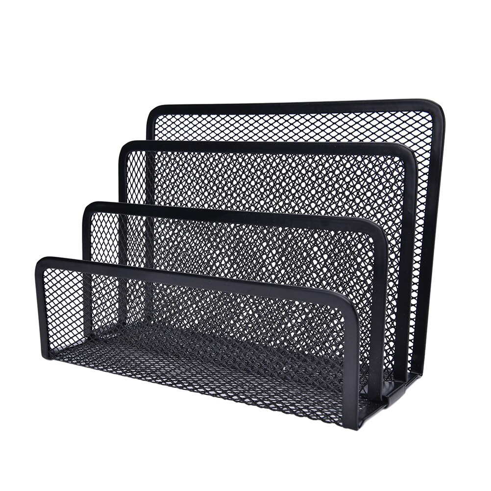 Mesh skrivbord arrangör skrivbord svart metall brev sorterare post fack fil arrangör bokstöd kontor hem företag bokhållare