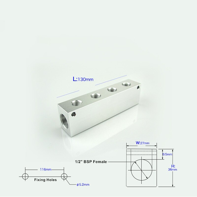 1/4 "1/2" BSP kobieta 27x36mm aluminiowy rozdzielacz pneumatyczny rozdzielacz blokowy szybkie złącze dystrybutor sprężarka powietrza montaż: 4 droga 6 Port