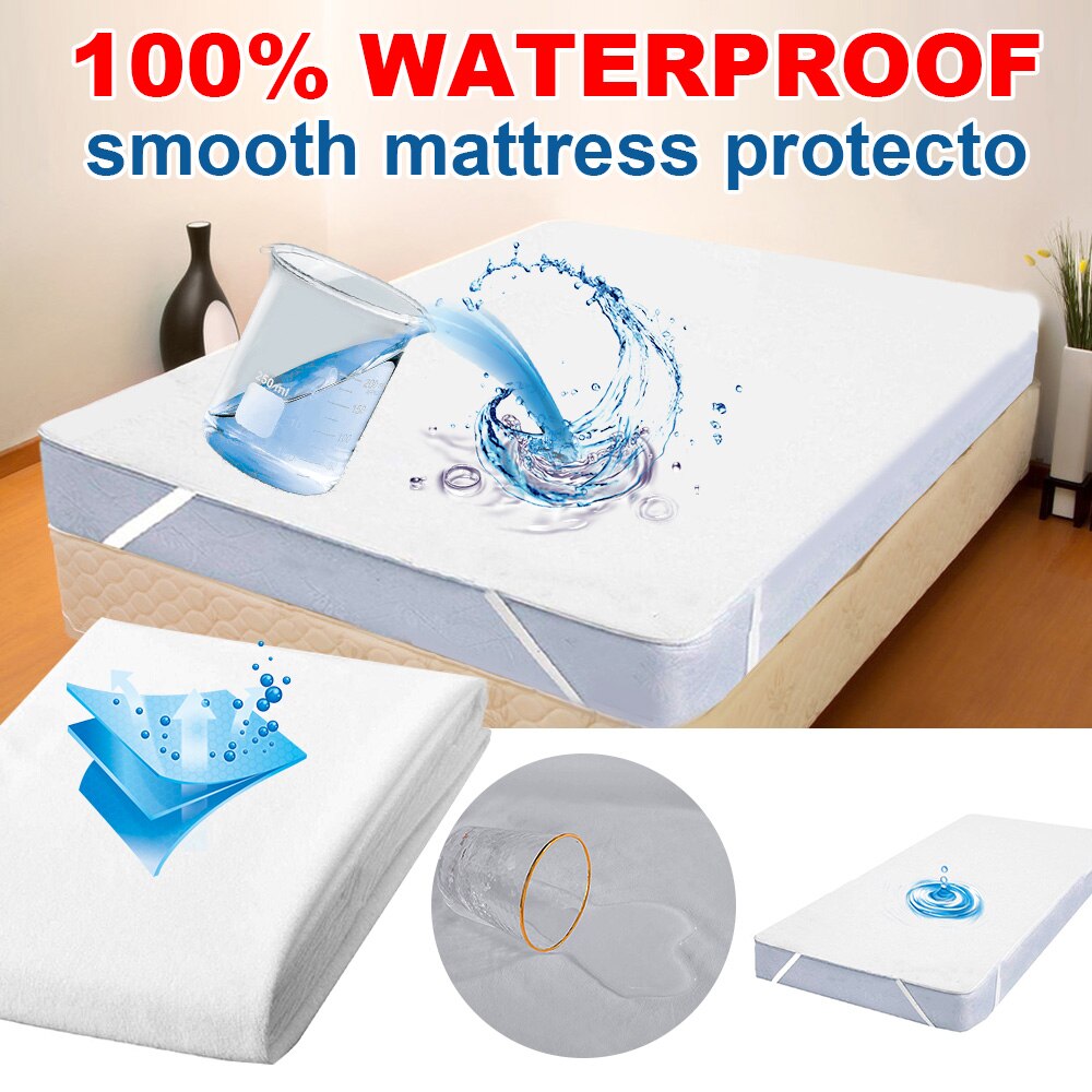 Meer Size Waterdichte Matras Cover Luxe Badstof In Bed Covers Effen Waterdicht Protector Met Elastische Band Wasbare