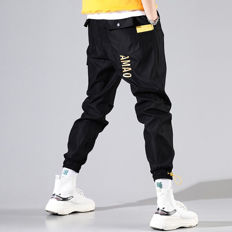 Cargobroek heren streetwear broek baggy heren hiphop joggingbroek enkellange broek casual pantalon homme jeugd mannelijk zwart