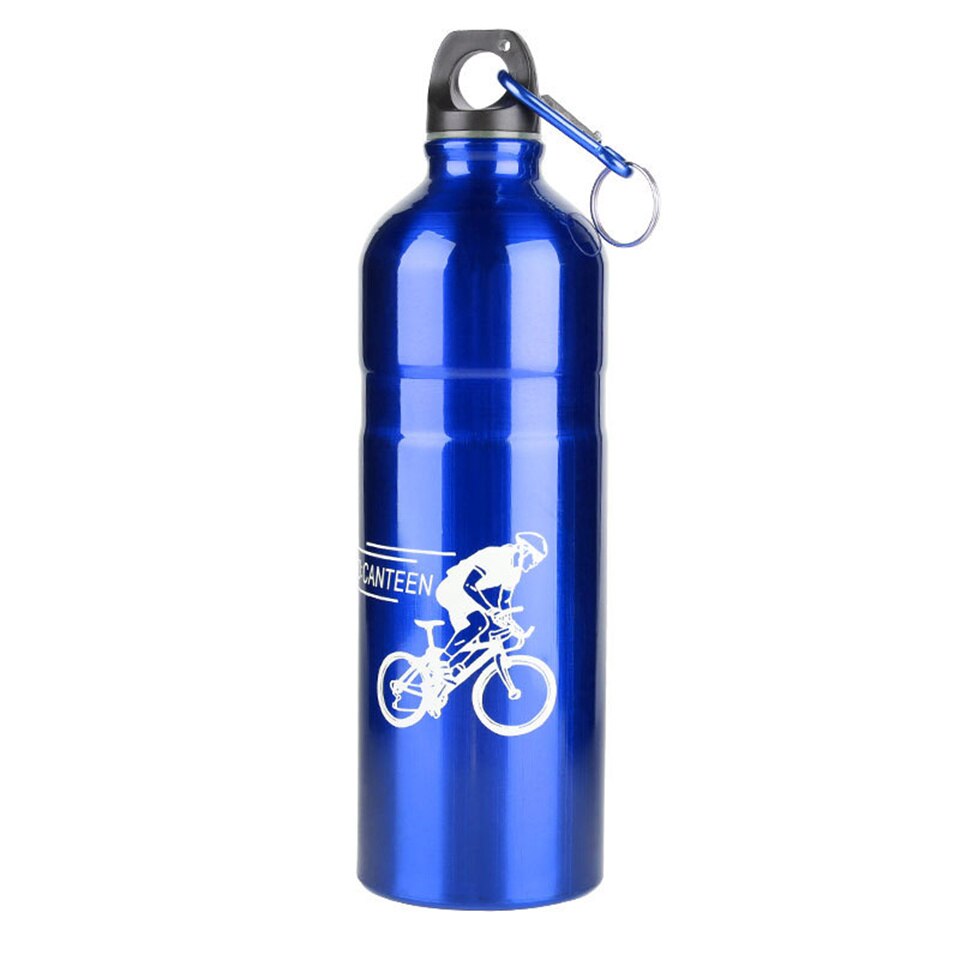 750Ml Roestvrij Aluminium Bidon Grote Capaciteit Metalen Fiets Waterfles Outdoor Mountain Racefiets Drinken Waterkokers: Blue