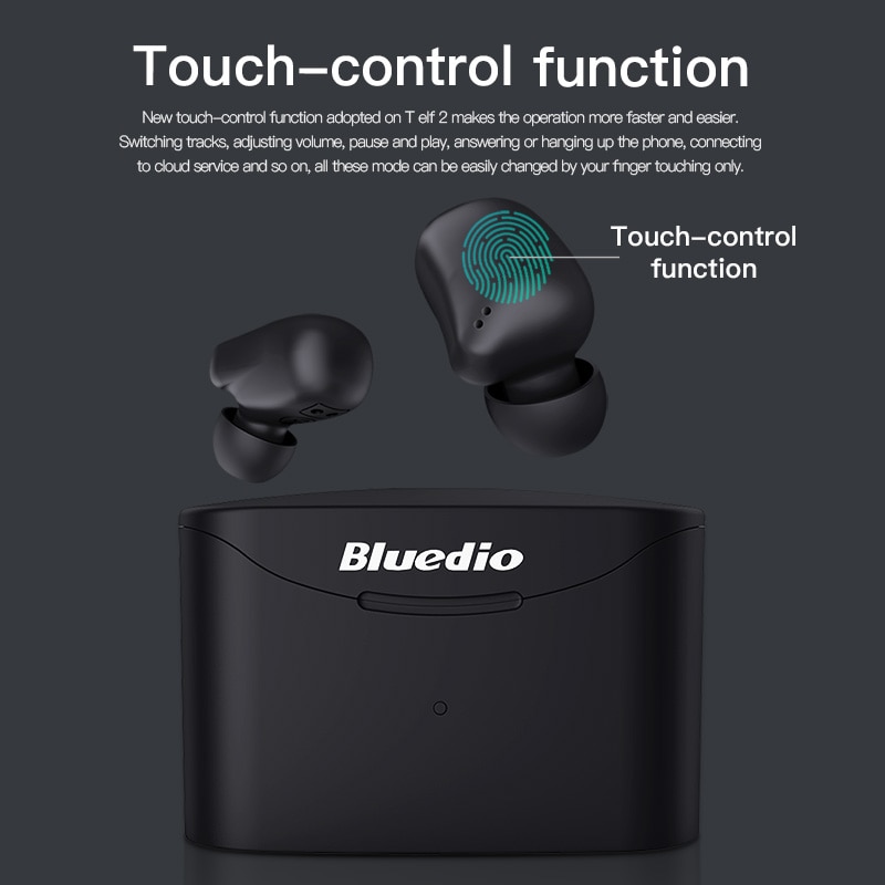 Bluedio T-Elf 2, Bluetooth Oortelefoon, Tws Draadloze Oordopjes, Waterdicht, Sport Headset, draadloze Oortelefoon, In Oor, Opladen Doos