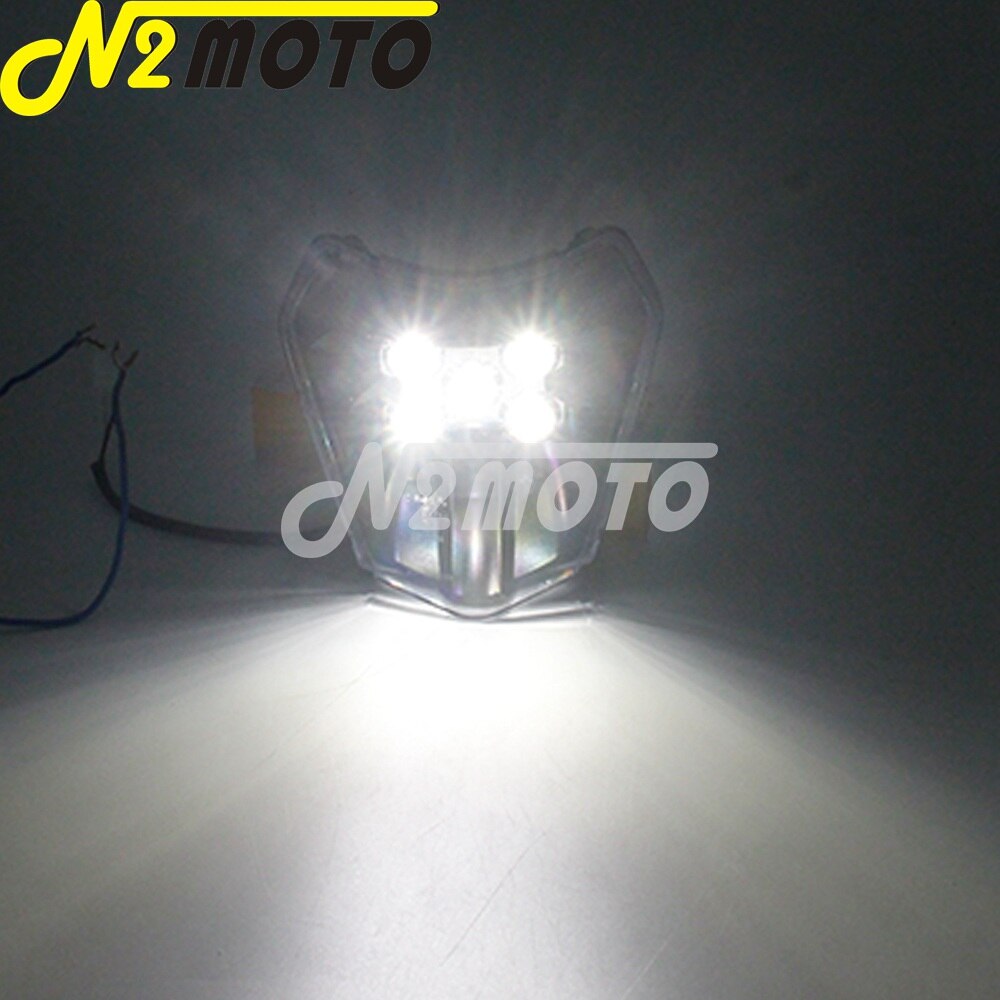 Led 12v 30w dual sport dirt naked bike headlight replacement emark  e8 front lampe head light assembly for ktm 250 300 450 six day