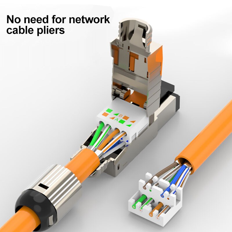 Cat6 Cat6A Cat7 Cat8 Industrial Ethernet Connector RJ45 Shielded Field Plug Tool Free Easy Metal Die-Cast Termination Conector