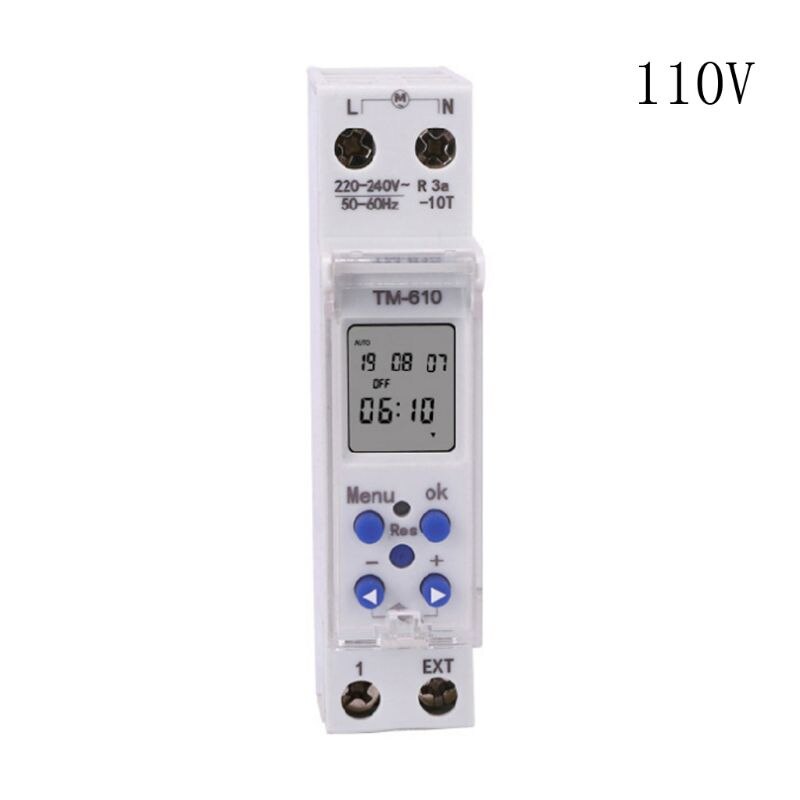 TM610 220V/110V Timer Switch Single Module DIN Rail 7 Days 24 Hrs Programmable: 110V