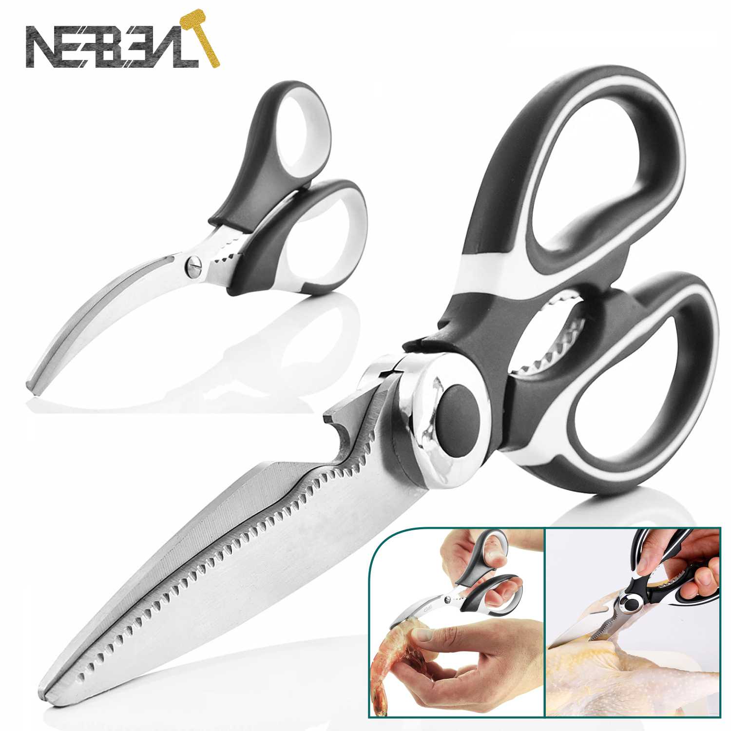 Kitchen Fish Scissors Multipurpose Raptor Shears Tool Meat Vegetable Seafood Clippers BBQ Scissors Opening Bottle
