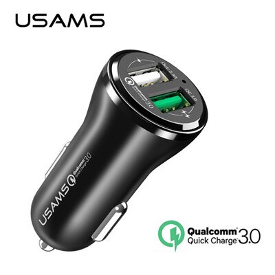 USAMS Fast Phone Car Charger Quick Qualcomm2.0 3.0 Car Charger For Samsung Xiaomi iPhone Universal Car USB Charger