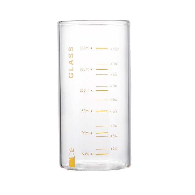 Taza medidora de agua de vidrio Simple de 301-400ML, botella portátil de vidrio para jugo, taza de leche con escala: 4